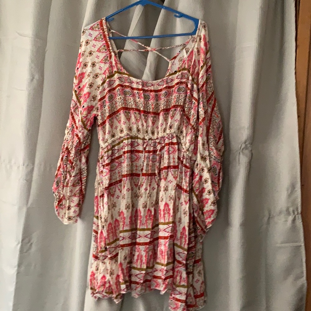 Boho style tunic with large bell sleeves